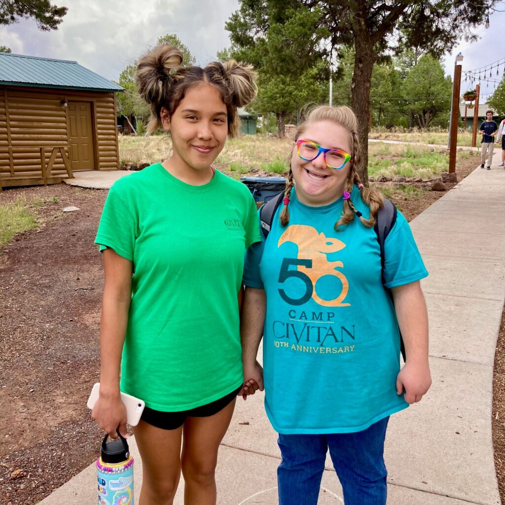 V5 Camp Civitan Volunteer and Camper Pose for Photo